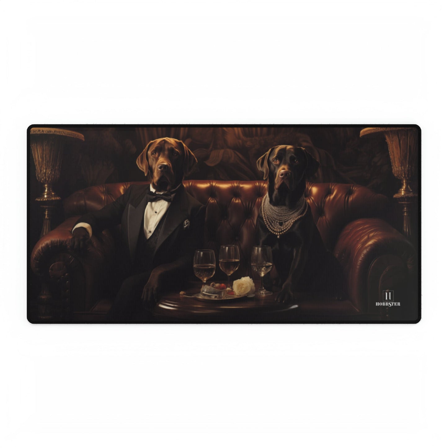 Non-slip Desk Mat Featuring Art Deco Labradors on a couch design - Hobbster