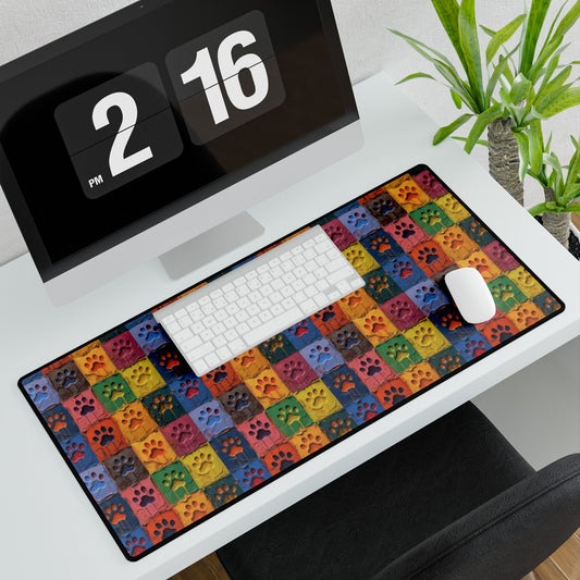 Non-slip Desk Mat Featuring Large Painted Paw Prints - Hobbster