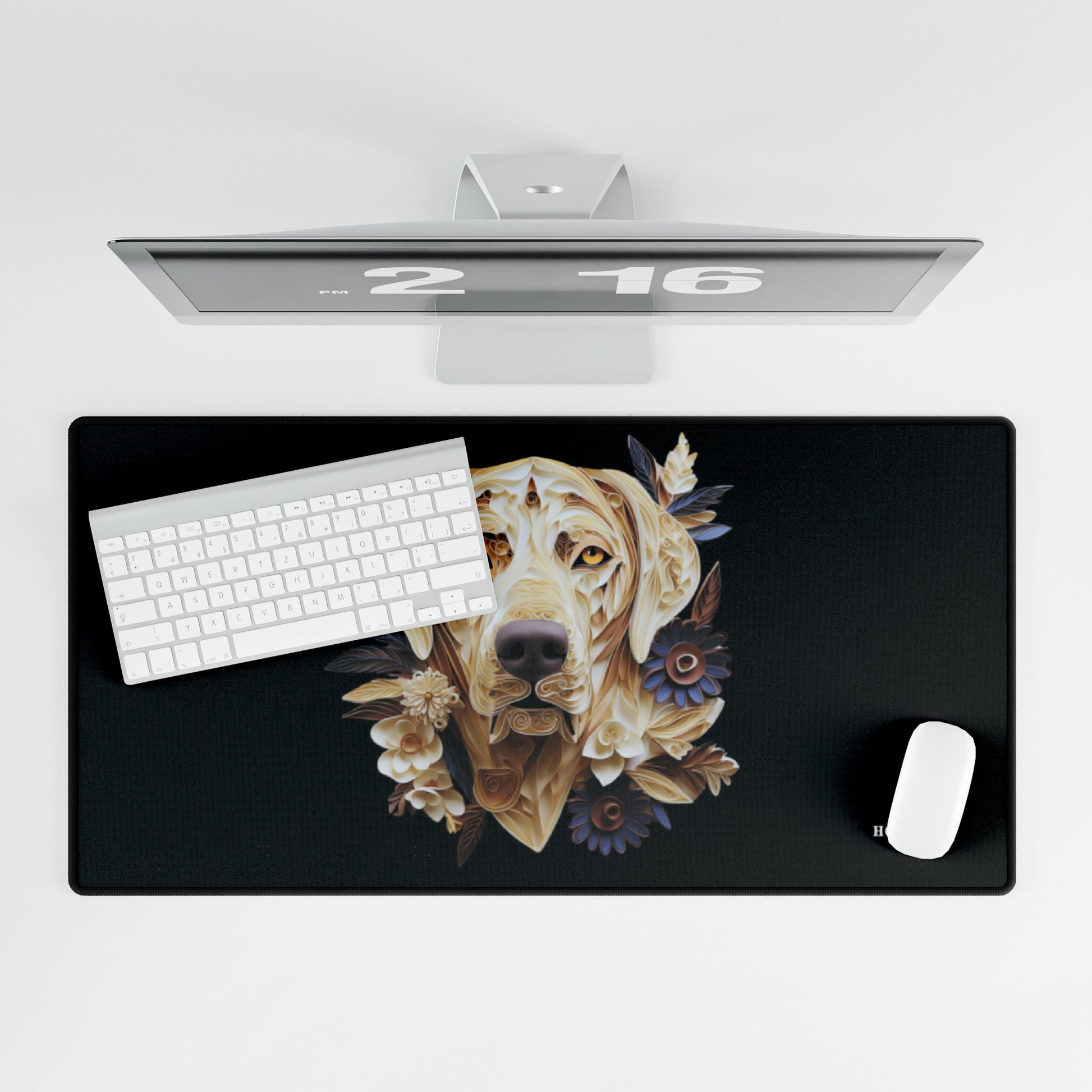 Non-slip Desk Mat Featuring Quilled Labrador Design - Hobbster