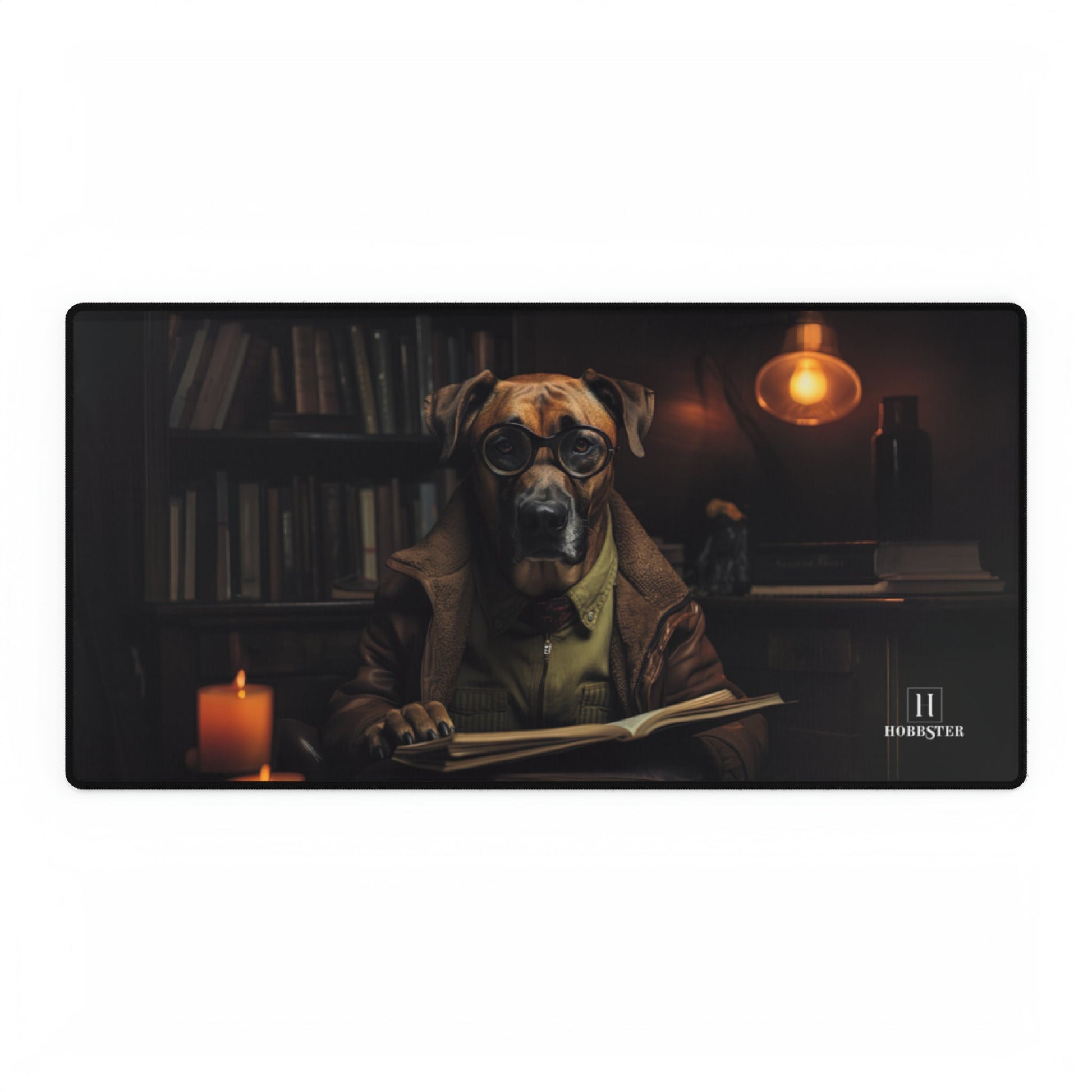 Non-slip Desk Mat with rubber backing featuring vintage Rhodesian Ridgeback dog design - Hobbster