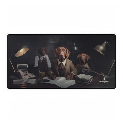 Non-slip Desk Mat with rubber backing featuring vintage Vizsla dog design - Hobbster