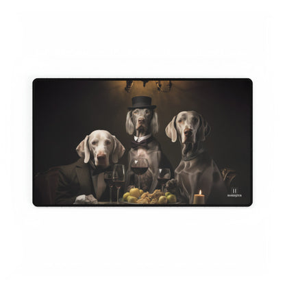 Non-slip Desk Mat with rubber backing featuring vintage Weimaraner design - Hobbster