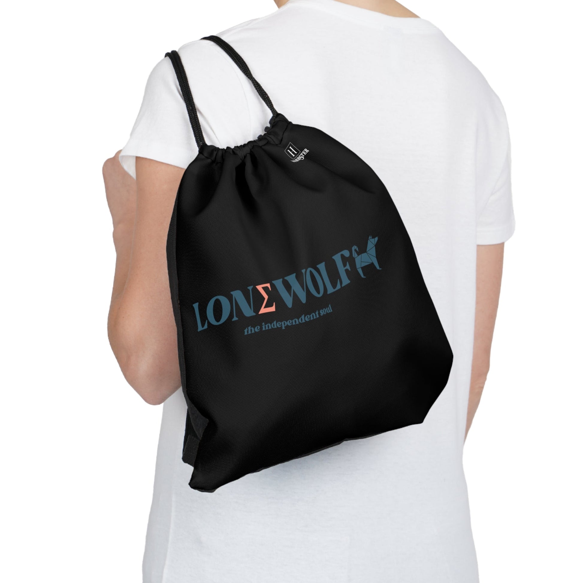 Outdoor Drawstring Bag Featuring Lone Wolf Slogan - Hobbster