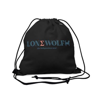 Outdoor Drawstring Bag Featuring Lone Wolf Slogan - Hobbster