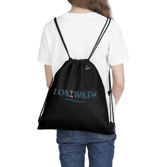 Outdoor Drawstring Bag Featuring Lone Wolf Slogan - Hobbster