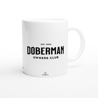 Personalised 11 0z Ceramic Mug | Add Your Own Photo To One Side, Fixed Doberman Owners Club On Other Side - Hobbster