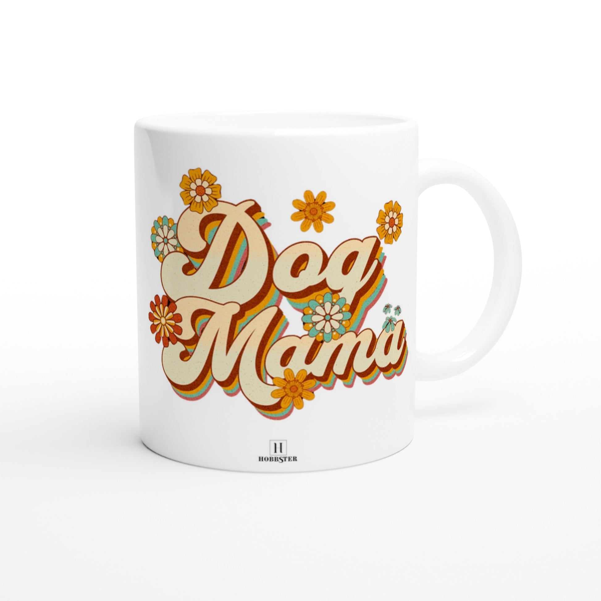 Personalised 11 0z Ceramic Mug | Add Your Own Photo To One Side, Fixed 'Dog Mama' On Other Side - Hobbster