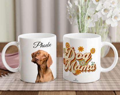 Personalised 11 0z Ceramic Mug | Add Your Own Photo To One Side, Fixed 'Dog Mama' On Other Side - Hobbster