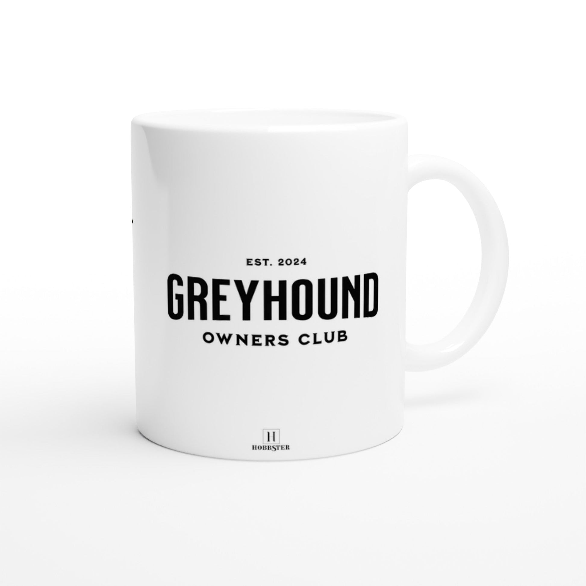 Personalised 11 0z Ceramic Mug | Add Your Own Photo To One Side, Fixed Greyhound Owners Club On Other Side - Hobbster