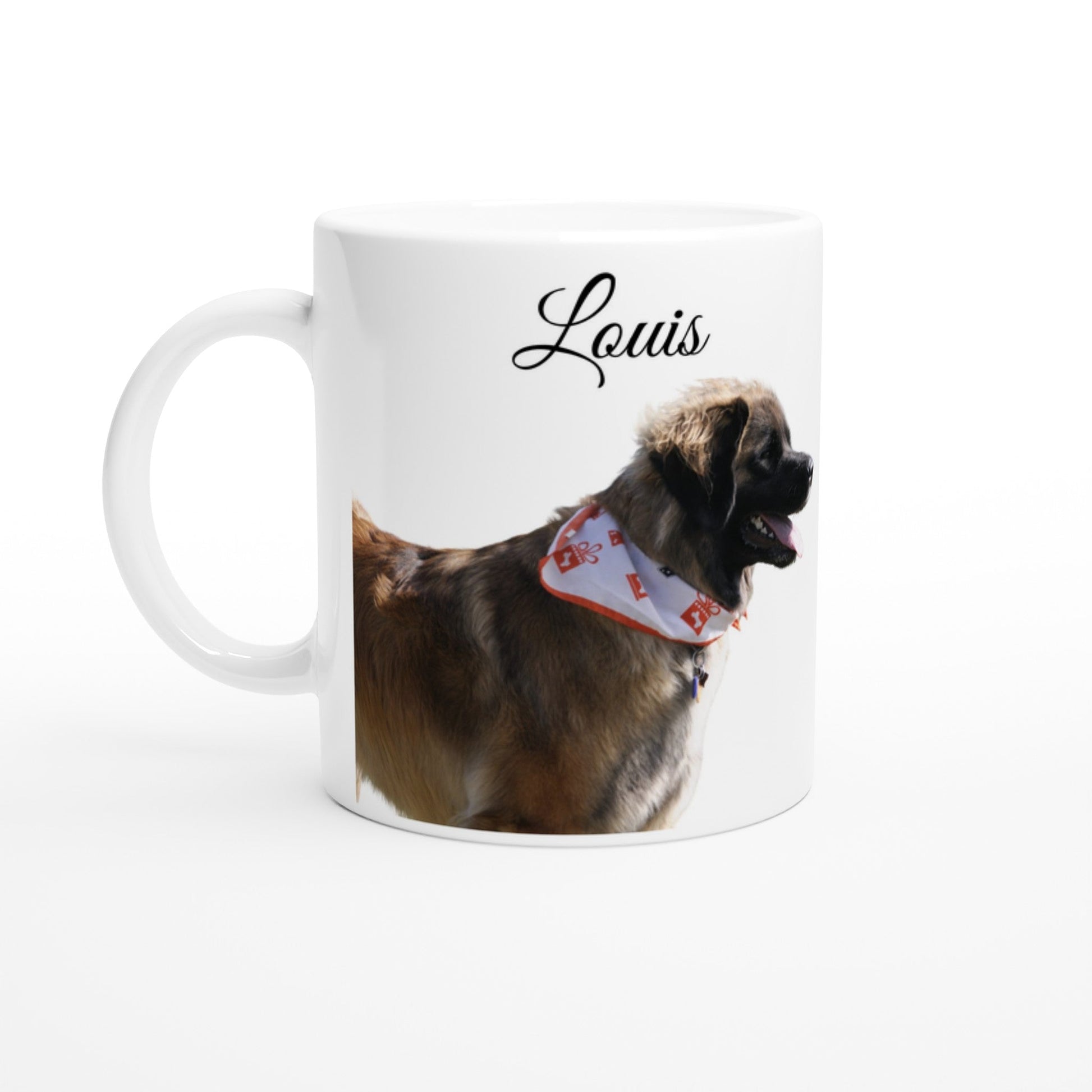 Personalised 11 0z Ceramic Mug | Add Your Own Photo To One Side, Fixed Leonberger Owners Club On Other Side - Hobbster