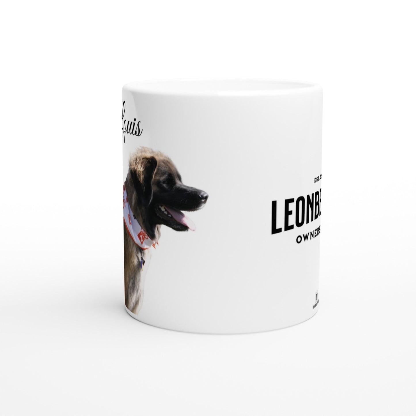 Personalised 11 0z Ceramic Mug | Add Your Own Photo To One Side, Fixed Leonberger Owners Club On Other Side - Hobbster