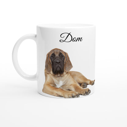 Personalised 11 0z Ceramic Mug | Add Your Own Photo To One Side, Fixed Mastiff Owners Club On Other Side - Hobbster