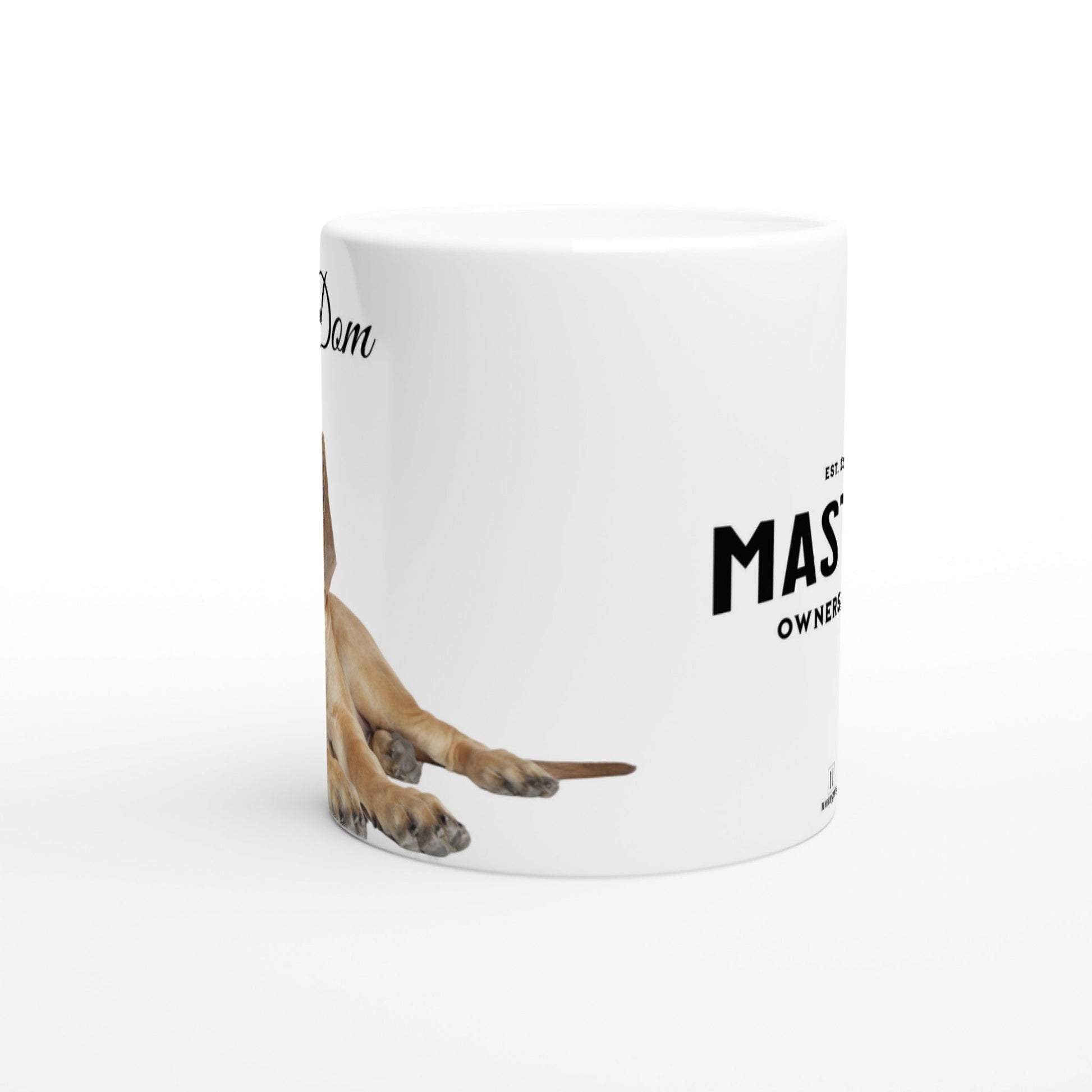 Personalised 11 0z Ceramic Mug | Add Your Own Photo To One Side, Fixed Mastiff Owners Club On Other Side - Hobbster