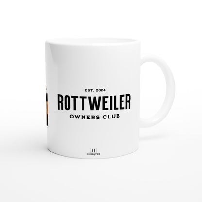 Personalised 11 0z Ceramic Mug | Add Your Own Photo To One Side, Fixed Rottweiler Owners Club On Other Side - Hobbster