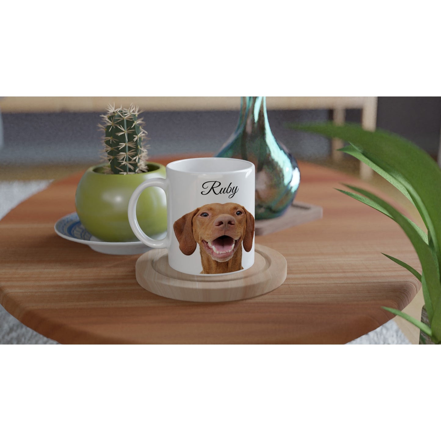 Personalised 11 0z Ceramic Mug | Add Your Own Photo To One Side, Fixed Vizsla Owners Club On Other Side - Hobbster