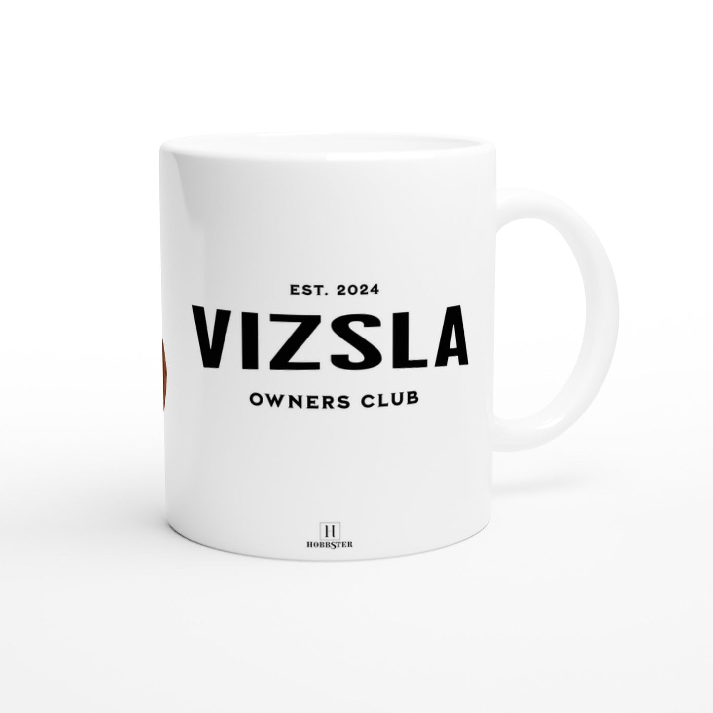 Personalised 11 0z Ceramic Mug | Add Your Own Photo To One Side, Fixed Vizsla Owners Club On Other Side - Hobbster