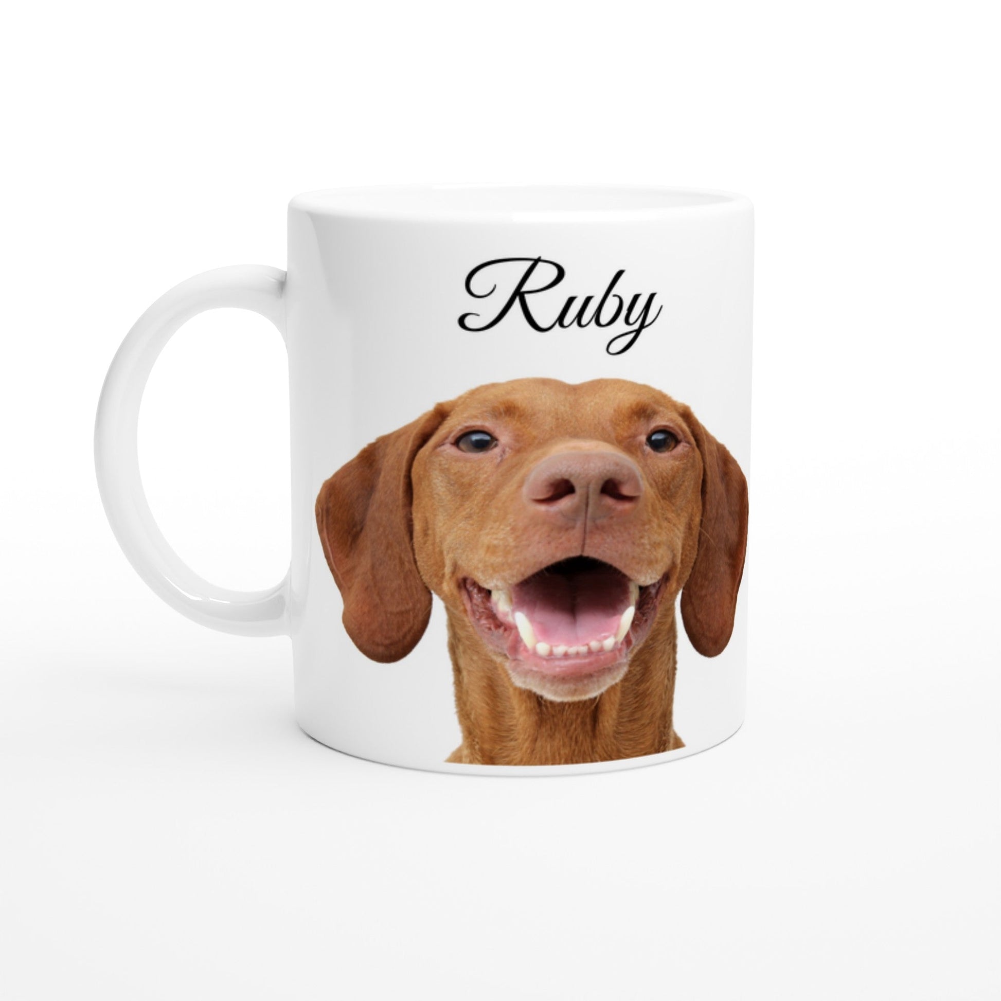 Personalised 11 0z Ceramic Mug | Add Your Own Photo To One Side, Fixed Vizsla Owners Club On Other Side - Hobbster