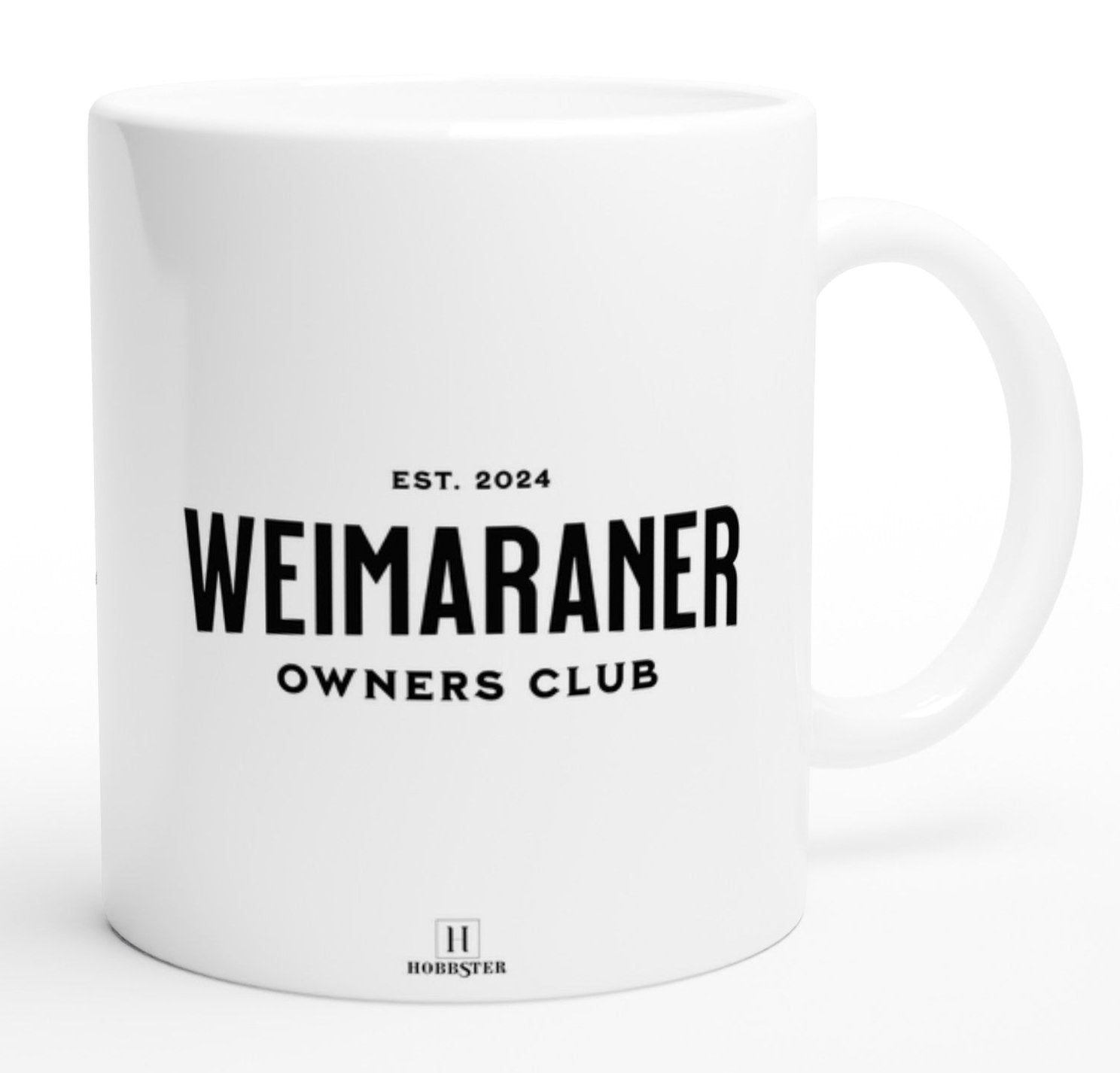 Personalised 11 0z Ceramic Mug | Add Your Own Photo To One Side, Fixed Weimaraner Owners Club On Other Side - Hobbster