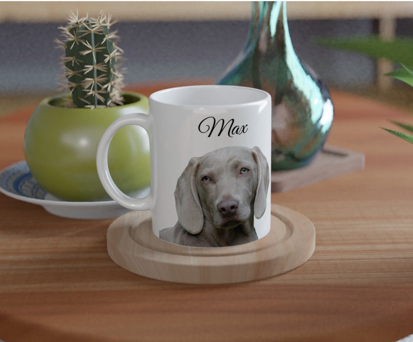 Personalised 11 0z Ceramic Mug | Add Your Own Photo To One Side, Fixed Weimaraner Owners Club On Other Side - Hobbster