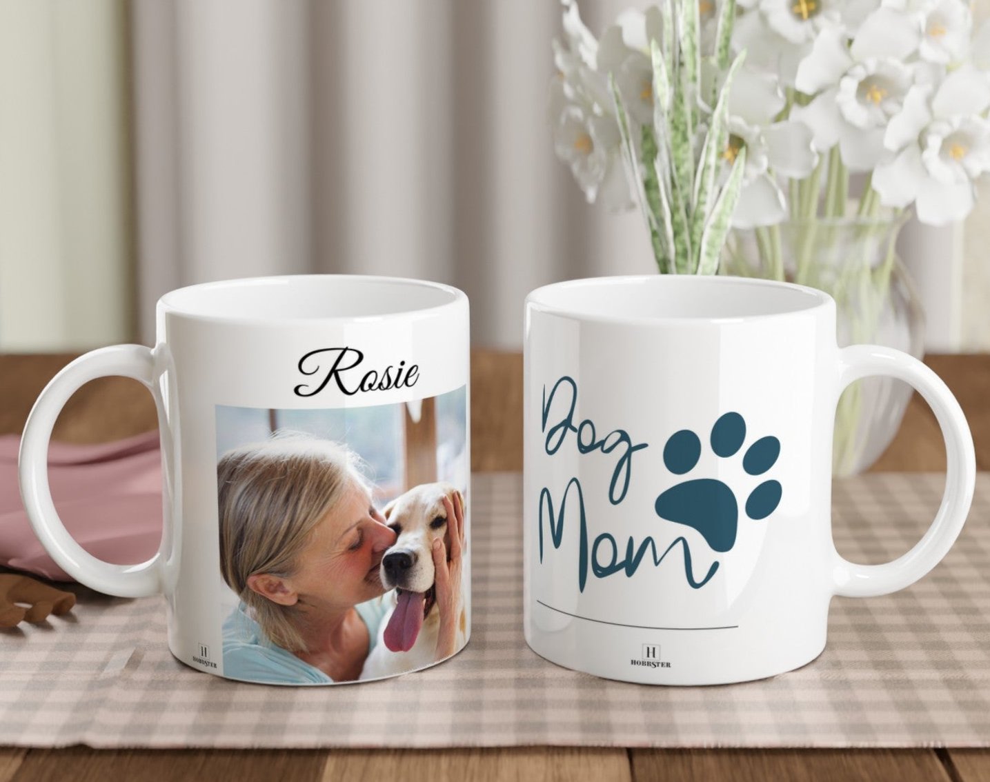 Personalised 11 0z Ceramic Mug with Picture and Dog Mum Quote - Hobbster