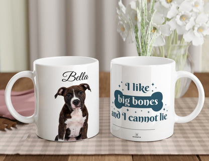 Personalised 11 0z Ceramic Mug with Your Dog Picture and Big Bones Quote - Hobbster