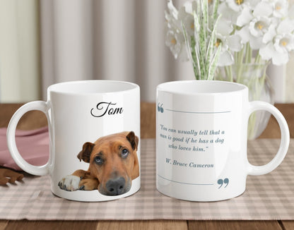 Personalised 11 0z Ceramic Mug with Your Dog Picture and Cameron Quote - Hobbster