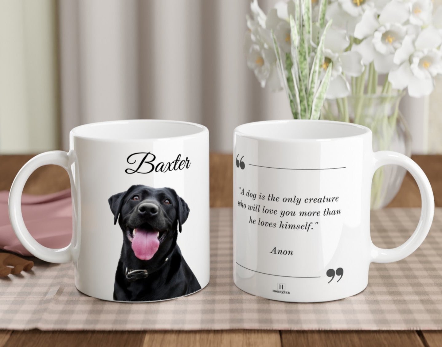 Personalised 11 0z Ceramic Mug with Your Dog Picture and Love Quote - Hobbster