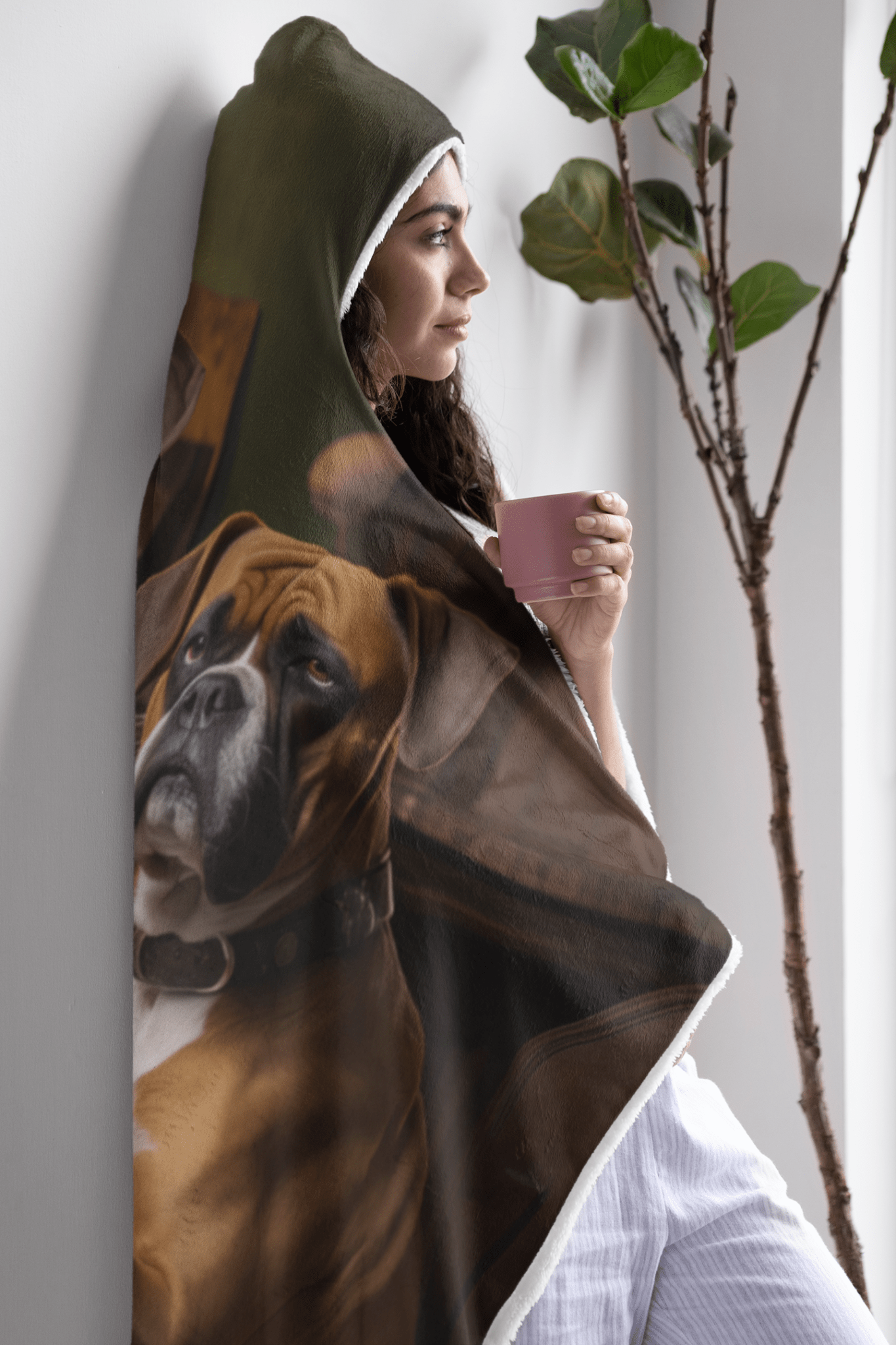 Premium Adult Fleece Hooded Blanket featuring vintage Boxer design - Hobbster