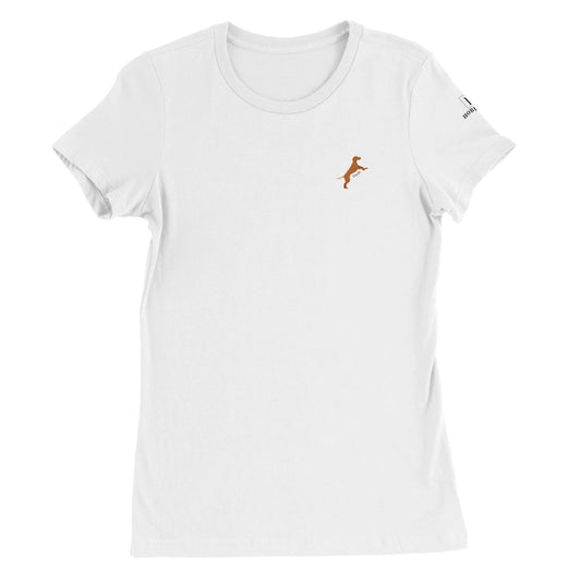 Premium Women's Crewneck T-shirt featuring a Vizsla logo - Hobbster