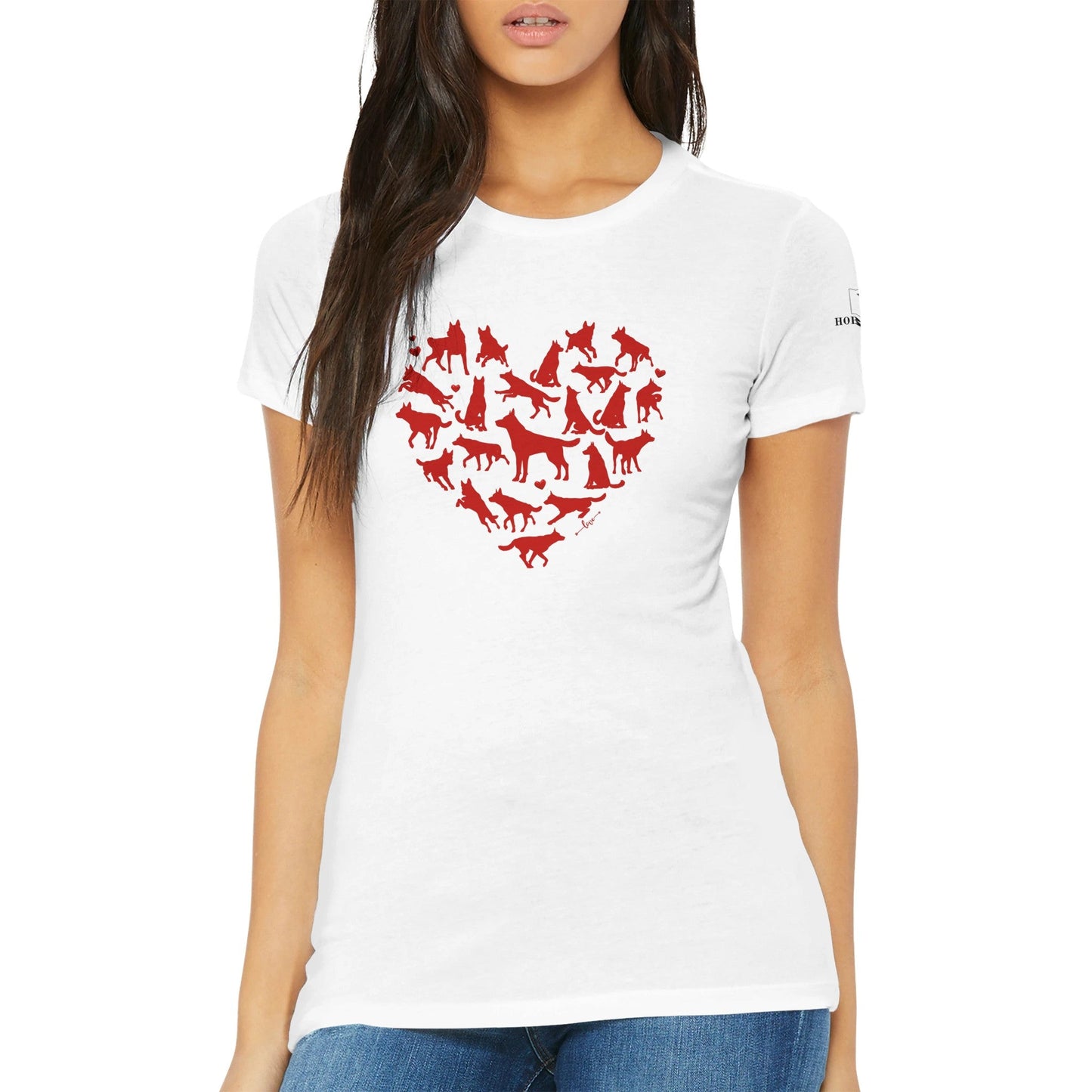 Premium Women's Crewneck T-shirt with a German Shepherd heart design - Hobbster