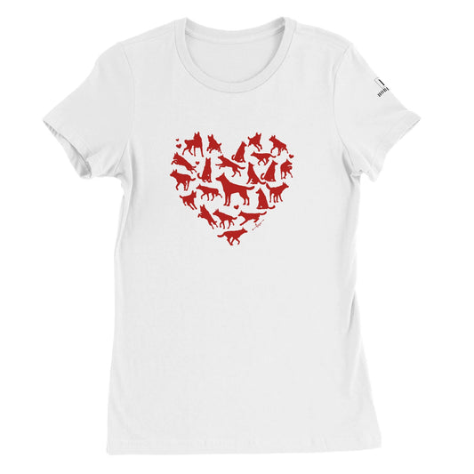 Premium Women's Crewneck T-shirt with a German Shepherd heart design - Hobbster