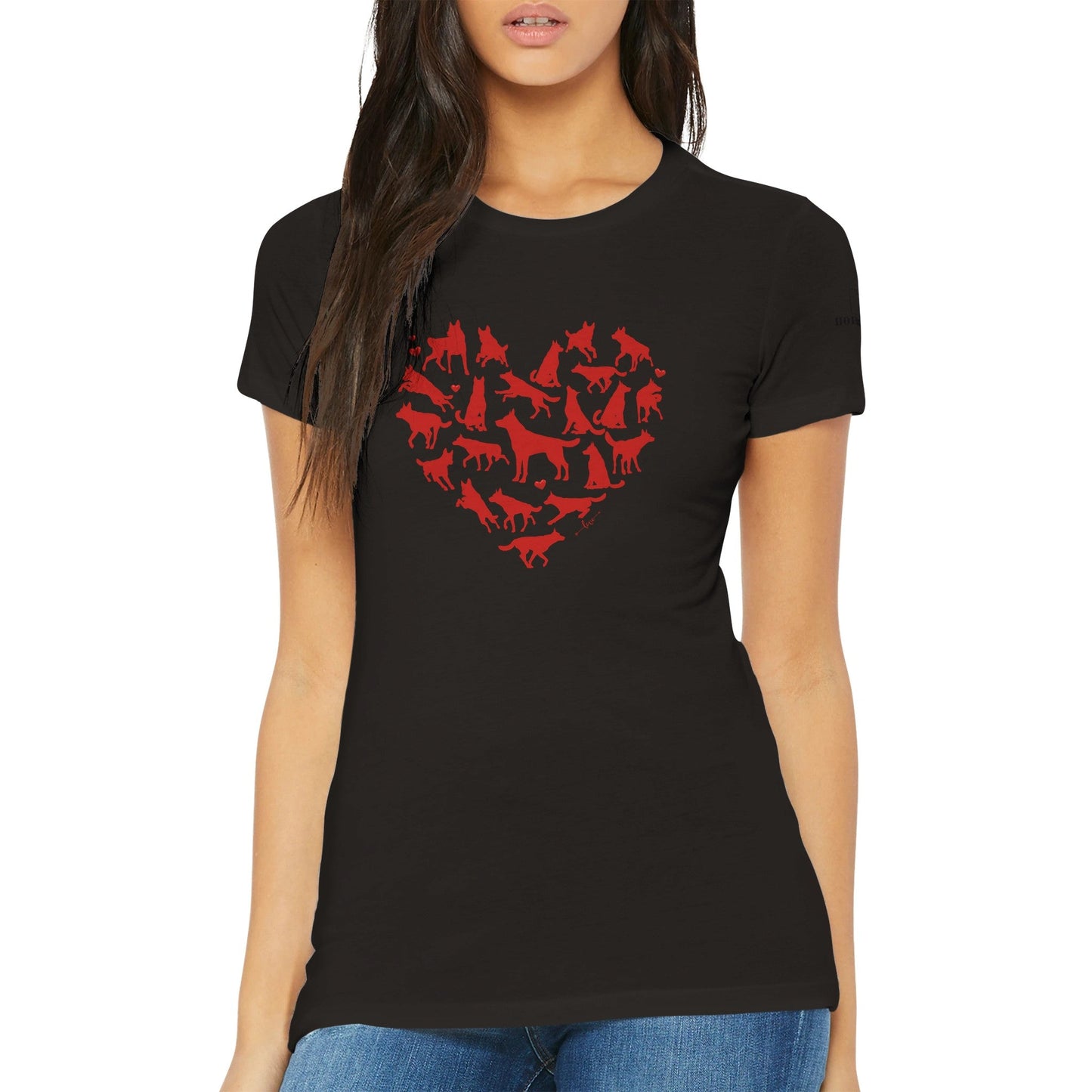 Premium Women's Crewneck T-shirt with a German Shepherd heart design - Hobbster