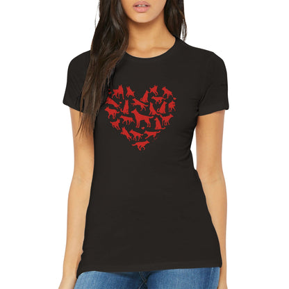 Premium Women's Crewneck T-shirt with a German Shepherd heart design - Hobbster