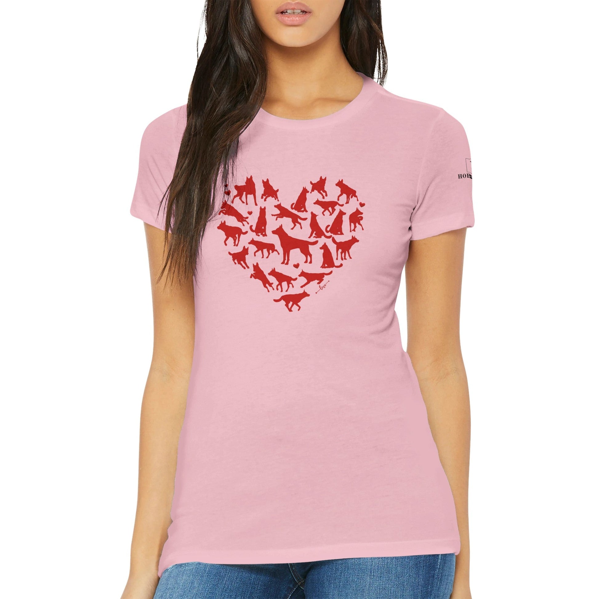 Premium Women's Crewneck T-shirt with a German Shepherd heart design - Hobbster