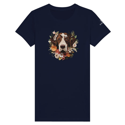 Premium Women's Crewneck T-shirt with a German Short Haired Pointer Paper Quilling Design - Hobbster