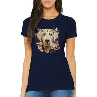 Premium Women's Crewneck T-shirt with a Labrador Paper Quilling Design - Hobbster