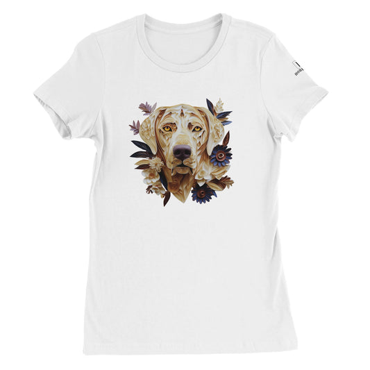 Premium Women's Crewneck T-shirt with a Labrador Paper Quilling Design - Hobbster