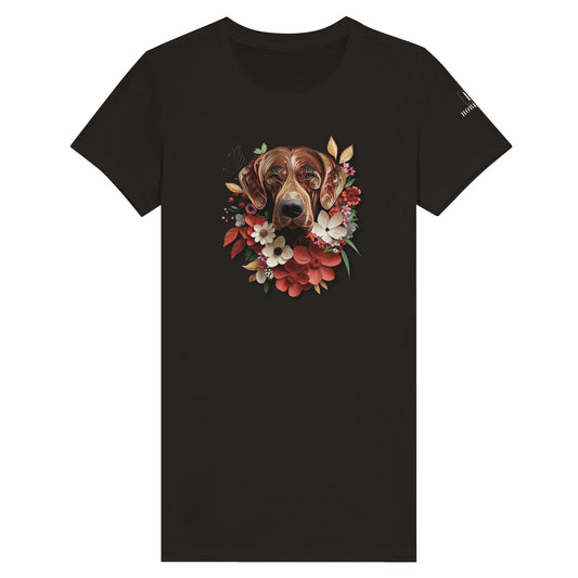 Premium Women's Crewneck T-shirt with a Rhodesian Ridgeback Paper Quilling Design - Hobbster