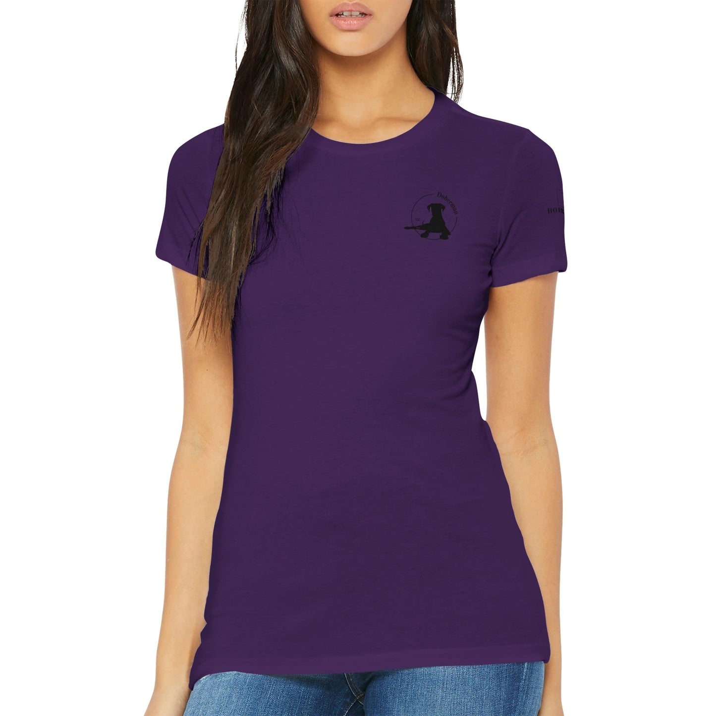 Premium Women's Crewneck T-shirt with Doberman logo - Hobbster