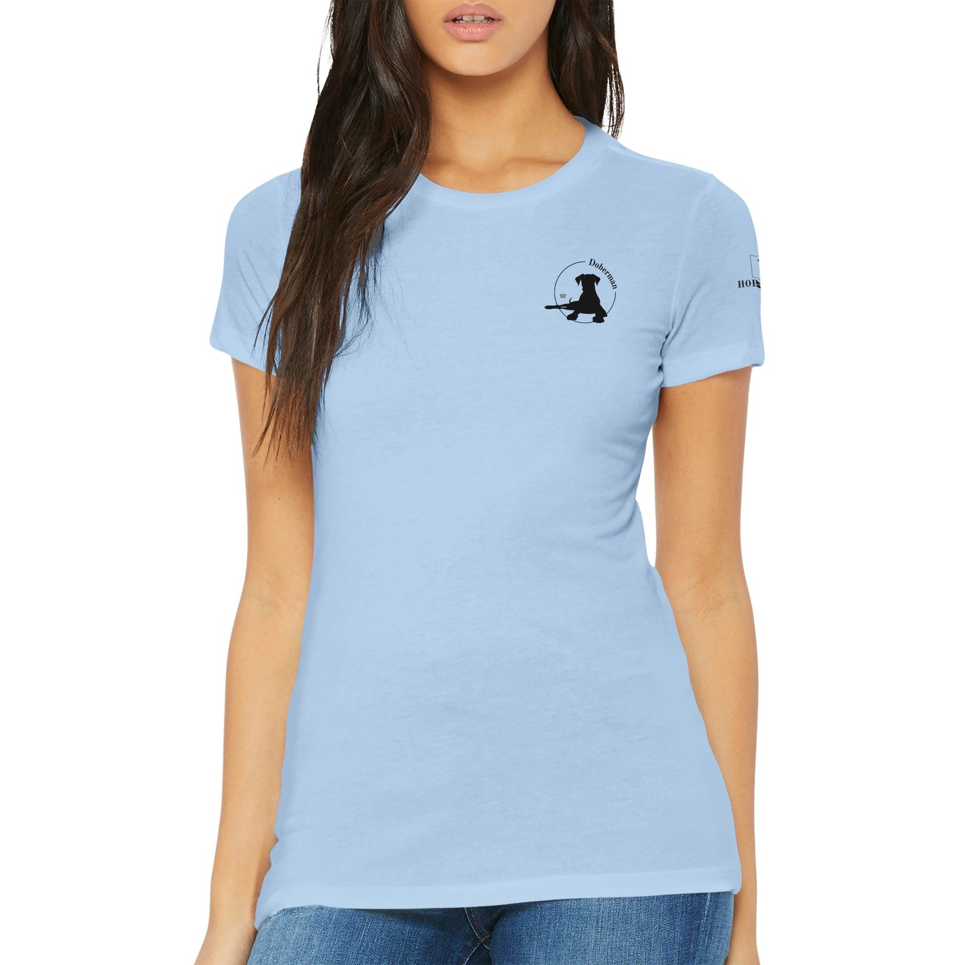 Premium Women's Crewneck T-shirt with Doberman logo - Hobbster