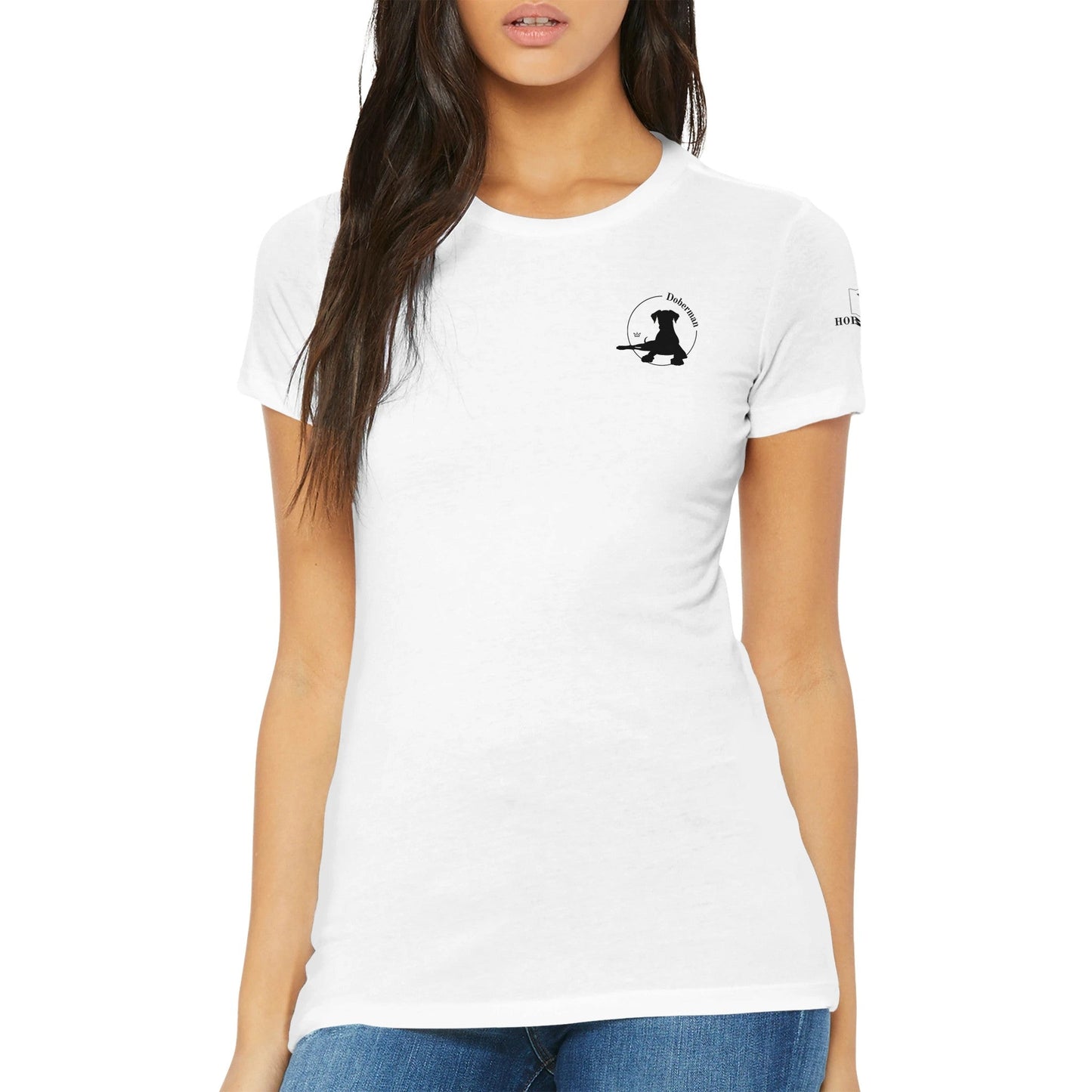 Premium Women's Crewneck T-shirt with Doberman logo - Hobbster