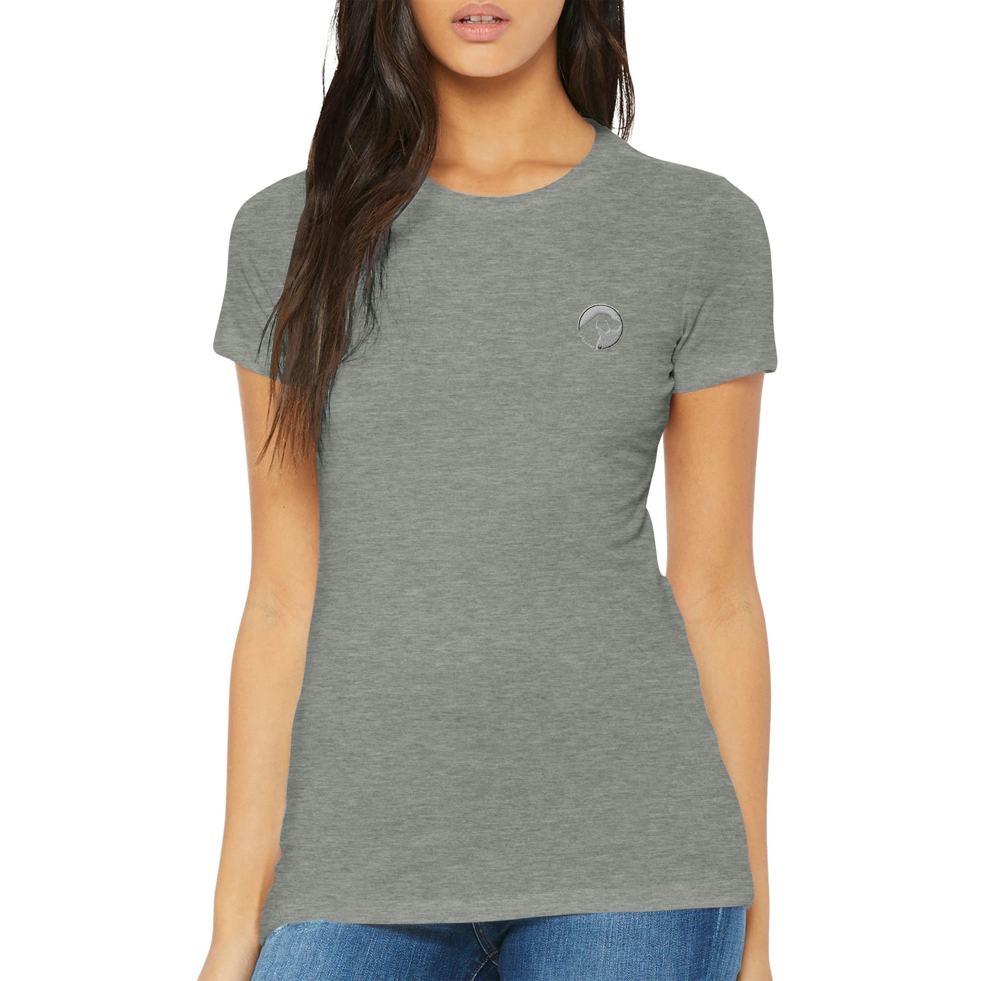 Premium Women's Crewneck T-shirt with Embroidered Labrador Logo - Hobbster