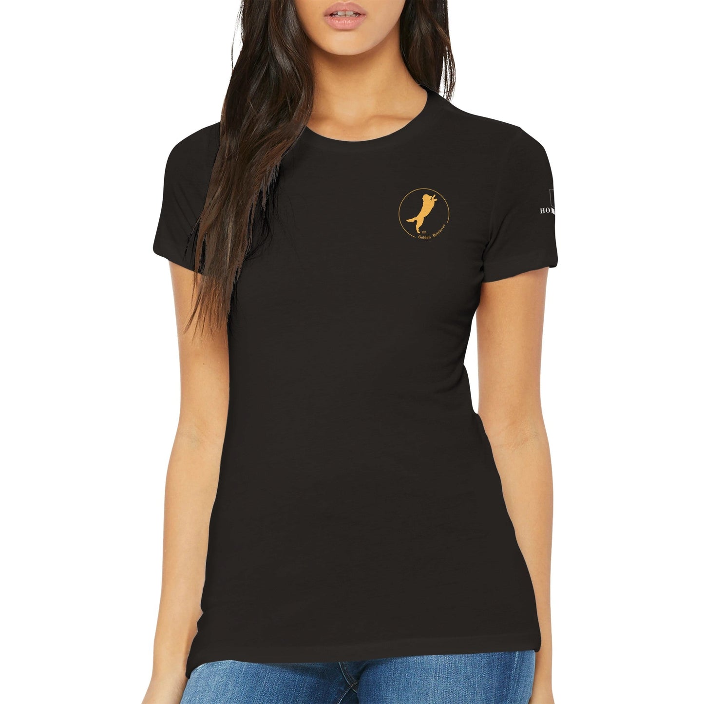 Premium Women's Crewneck T-shirt with Golden Retriever logo - Hobbster