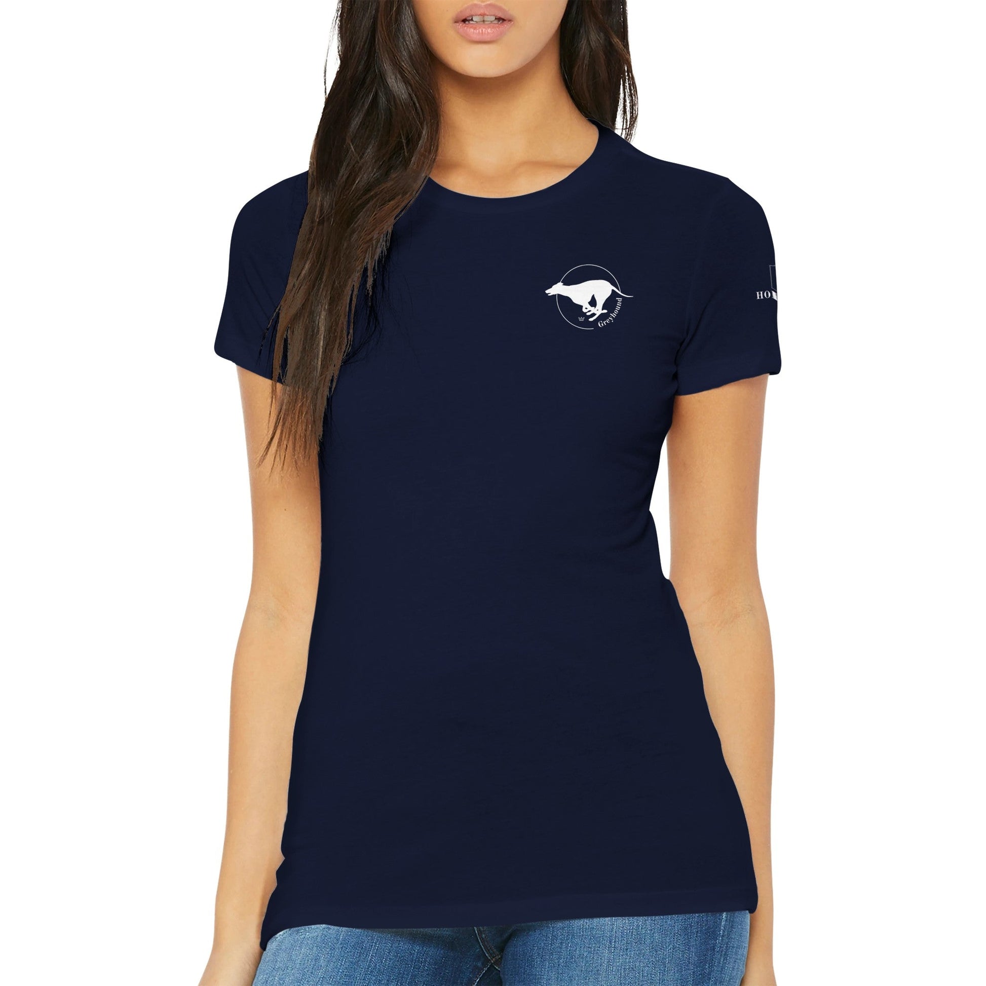 Premium Women's Crewneck T-shirt with Greyhound logo - Hobbster