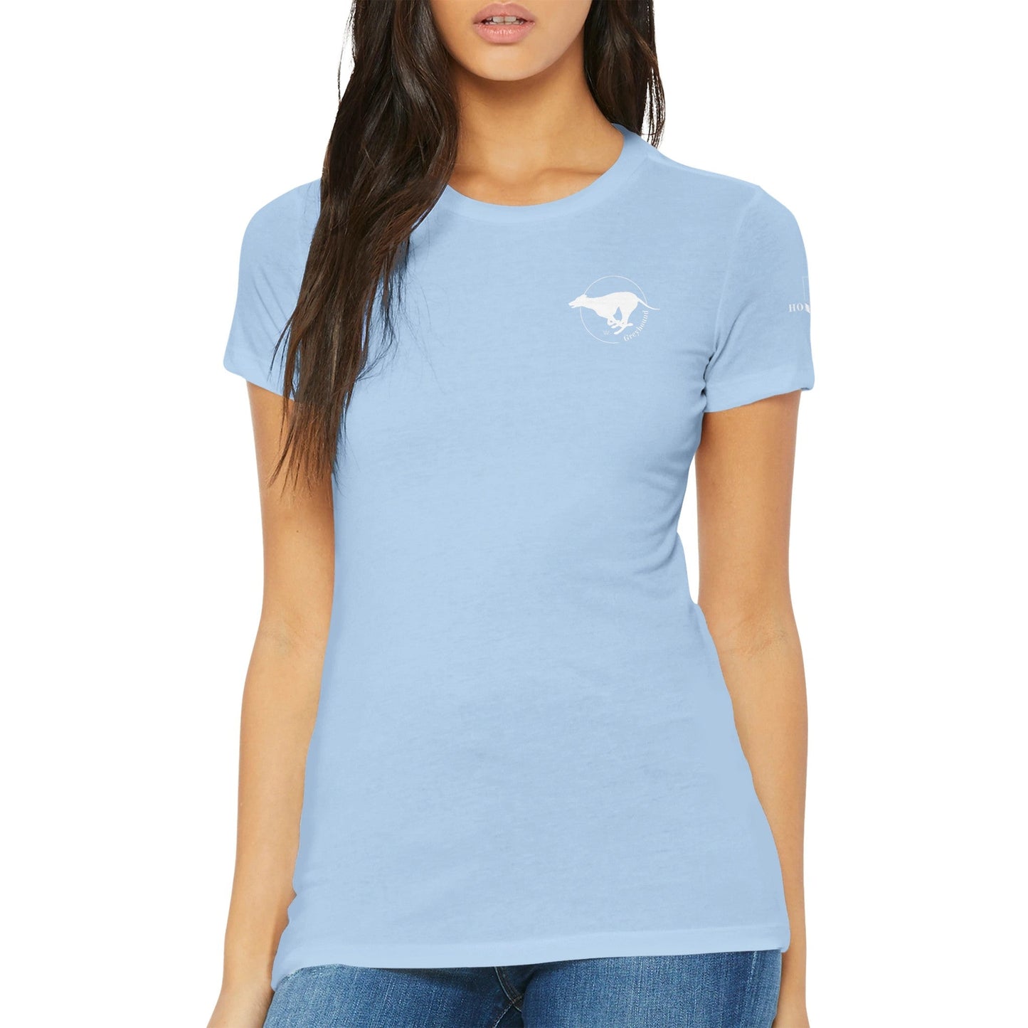 Premium Women's Crewneck T-shirt with Greyhound logo - Hobbster