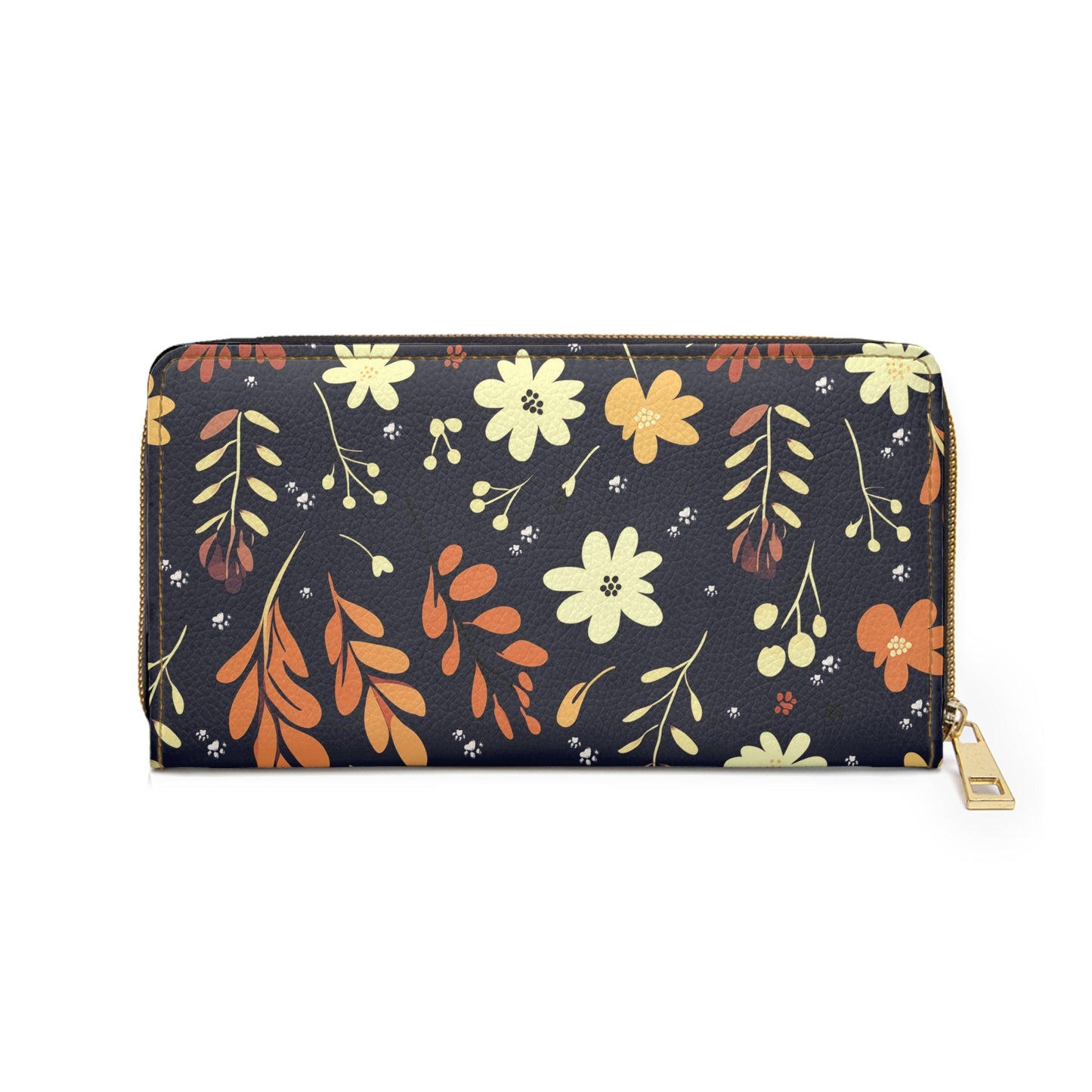 Printed Zipper Wallet - Blue Boho Design with Paw Prints - Hobbster