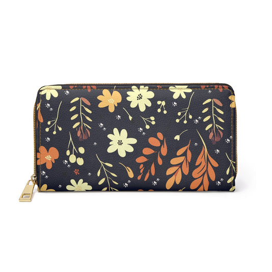 Printed Zipper Wallet - Blue Boho Design with Paw Prints - Hobbster