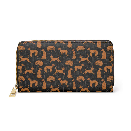 Printed Zipper Wallet - Multiple Dogs on Black - Hobbster