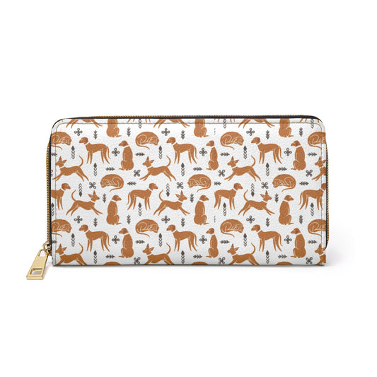 Printed Zipper Wallet - Multiple Dogs on White - Hobbster