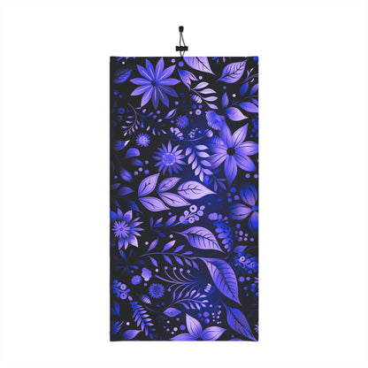 Purple Winter Neck Gaiter With Drawstring featuring unique purple floral design - Hobbster